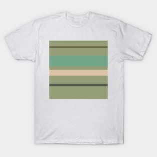 A gorgeous harmony of Camo Green, Beige, Grey/Green, Greyish Teal and Gunmetal stripes. T-Shirt